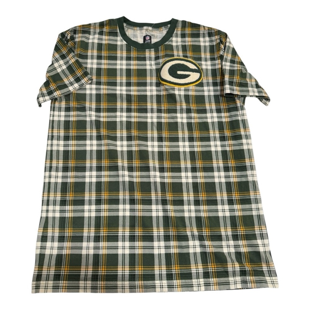 Men’s New Era Green Bay Packers Plaid Logo T-Shirt Size L – Unique & Rare